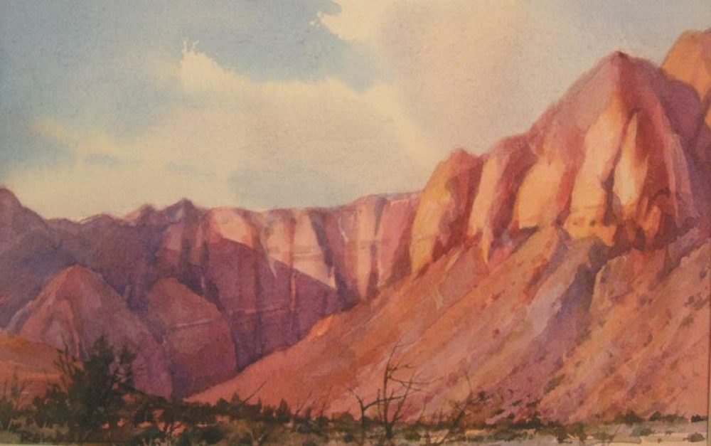 Kayenta Cliffs - Watercolor Painting of Red Cliffs near St. George
