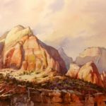 Winter Rain in Zion Canyon - Watercolor Painting of Zion National Park