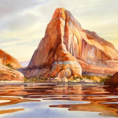 Meandering in Moki Canyon - Watercolor Painting of Moki Canyon at Lake Powell