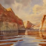 Peaceful Canyon Lake Powell - Original Watercolor Painting of Lake Powell Utah by Roland Lee