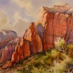Sandstone Towers - Original painting by Roland Lee of Zion National Park