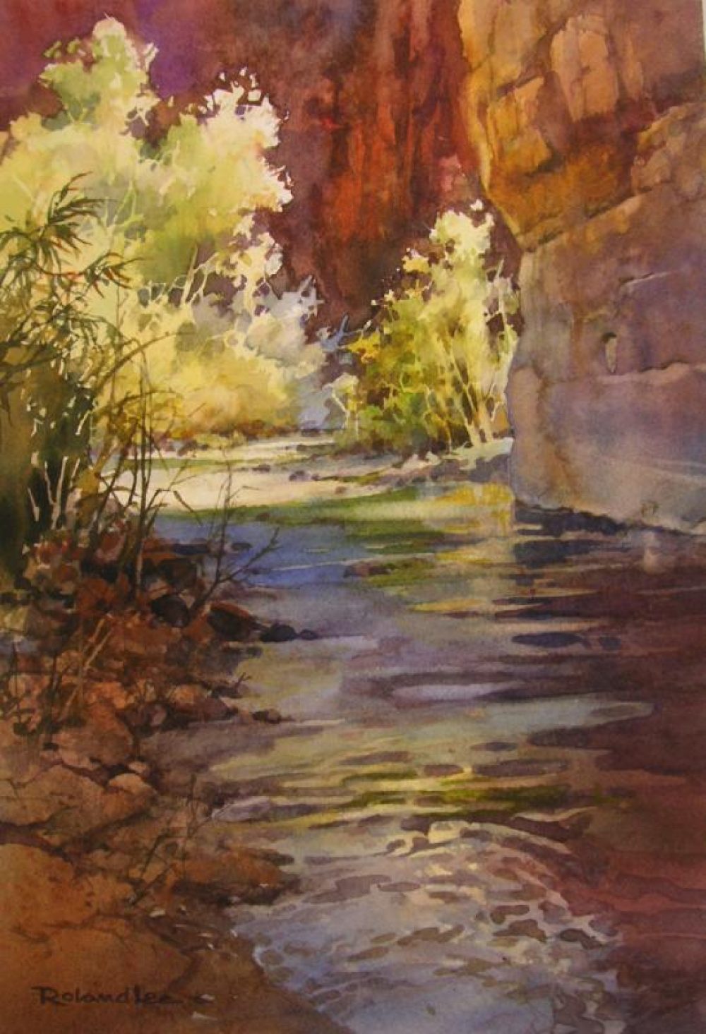 Cool Canyon - Watercolor painting of Fremont River in Capitol Reef National Park