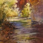 Cool Canyon - Watercolor painting of Fremont River in Capitol Reef National Park