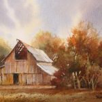 The Open Barn - Original painting by Roland Lee of an old Utah Barn