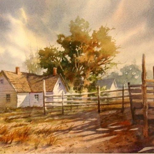 Old Homestead - Watercolor Painting of an old Utah Ranch
