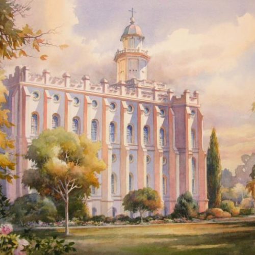 Temple Glory - Watercolor Painting of the St. George LDS Temple