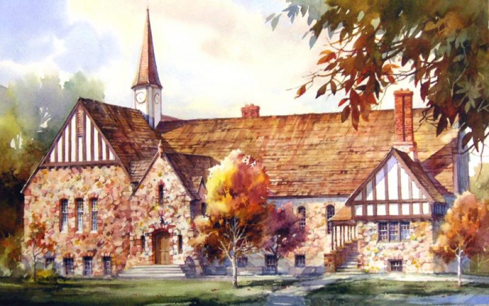 The Old Rock Church - Watercolor Painting of the Old Rock Church in Cedar City Utah