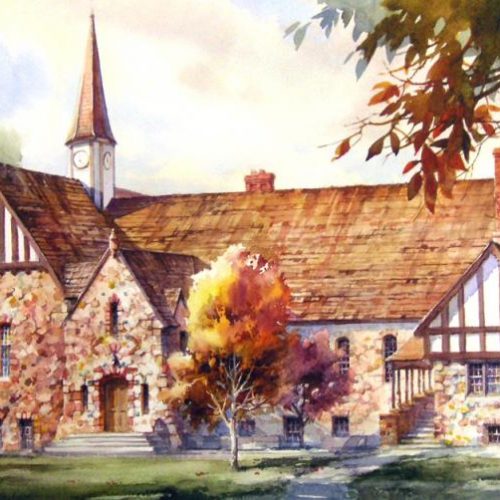The Old Rock Church - Watercolor Painting of the Old Rock Church in Cedar City Utah