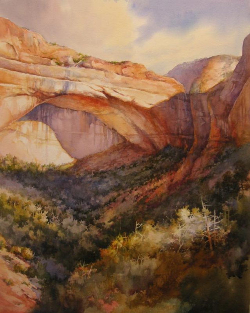 Zion's Great Arch - Watercolor Painting of the Great Arch in Zion National Park by Roland Lee