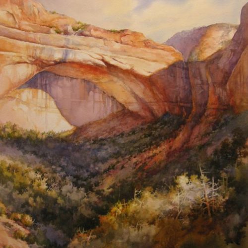 Zion's Great Arch - Watercolor Painting of the Great Arch in Zion National Park by Roland Lee