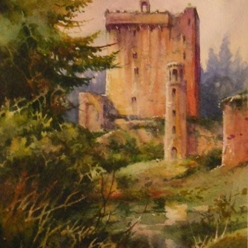 Blarney Castle in Ireland - Watercolor painting of the Blarney Castle in Ireland
