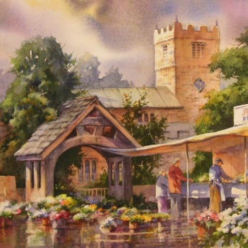 Market Day at Sedbergh - Watercolor painting of Sedbergh
