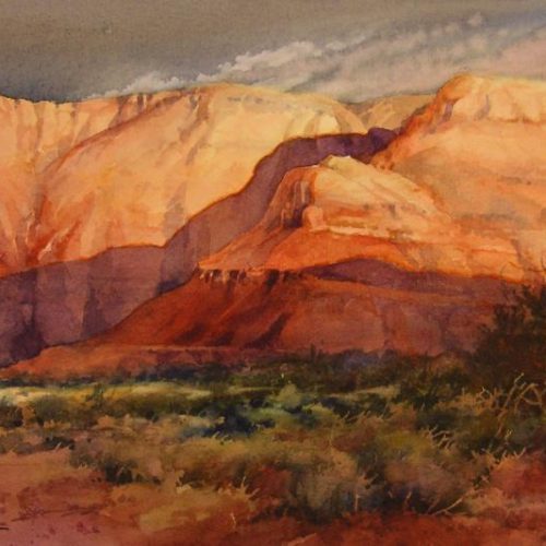Southern Utah Cliffs - Watercolor Painting of the red cliffs near St. George Utah