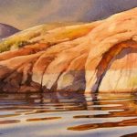 Lake Powell Side Canyon - Watercolor Painting of Lake Powell Reflections