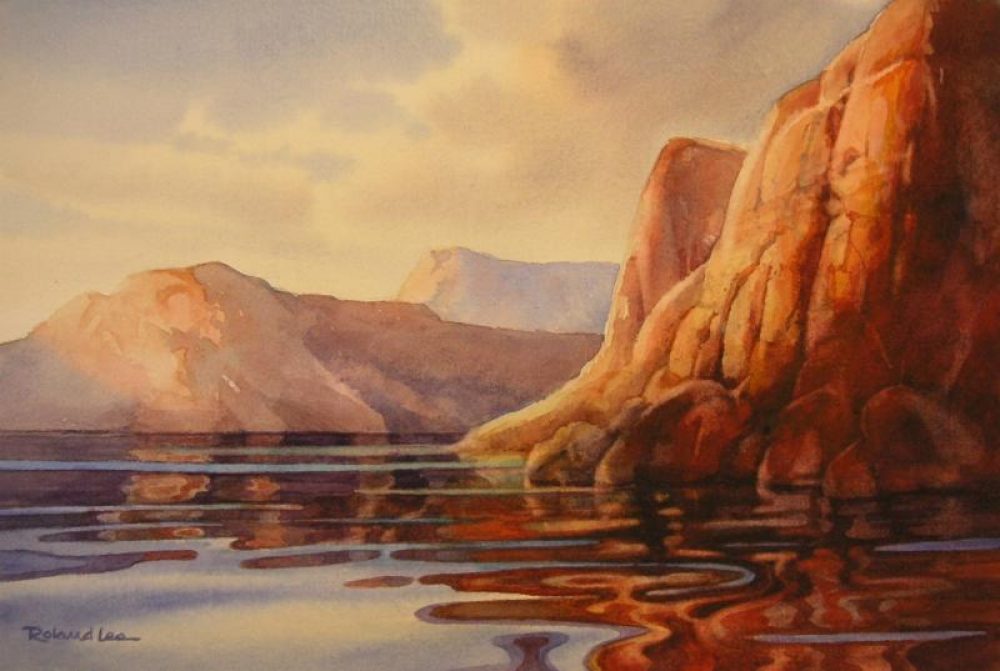 Still Water Lake Powell - Watercolor Landscape Painting of Lake Powell