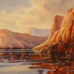 Still Water Lake Powell - Watercolor Landscape Painting of Lake Powell