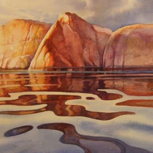 Painting of Lake Powell Morning - Roland Lee Watercolor Painting of Lake Powell
