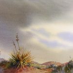 Desert Landscape Study - Yucca Skies - Watercolor Landscape Painting of Desert Yuccas