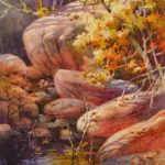 Sun Glow in Pine Creek - Watercolor Painting of Zion National Park