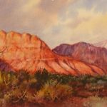 Late Afternoon Ivins - Watercolor Painting of the Red Cliffs of Kayenta near Ivins Utah