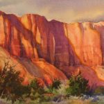 Kayenta Cliffs Painting of Red Cliffs - Watercolor Painting of Red Cliffs of Kayenta Utah