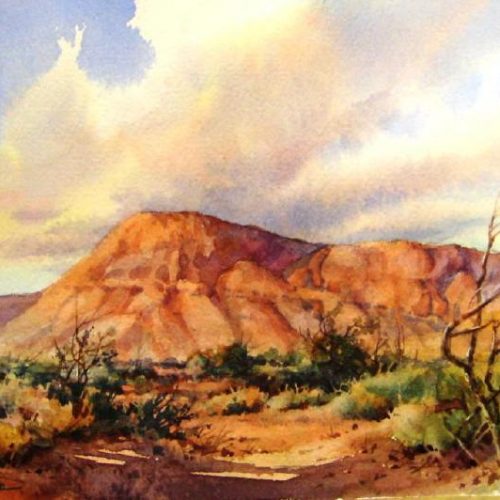 Desert Sky Watercolor Painting - Watercolor Landscape Painting of Utah Desert
