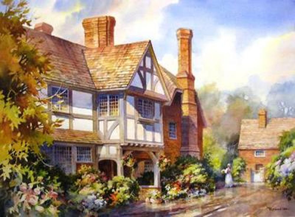 Village in Kent - Giclee Print - Giclee from original painting of a Village near Hever Castle England
