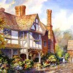 Village in Kent - Giclee Print - Giclee from original painting of a Village near Hever Castle England