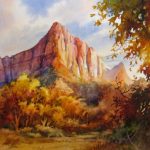 The Watchman in Autumn - Watercolor Painting of Zion National Park