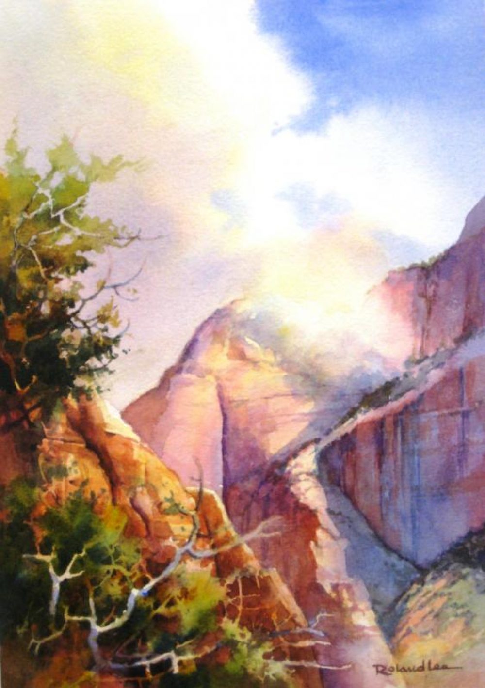 Cliffs and Clouds - Zion Painting - Painting of clouds drifting over Zion National Park