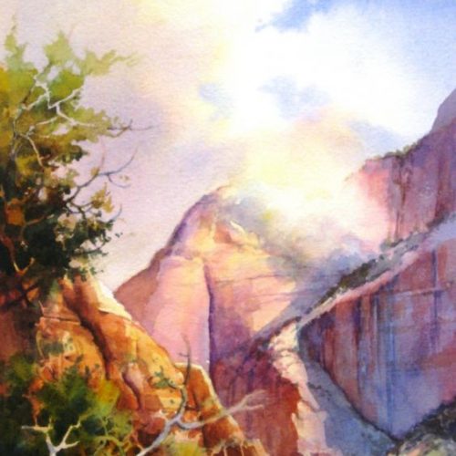 Cliffs and Clouds - Zion Painting - Painting of clouds drifting over Zion National Park