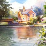 Painting of Tonbridge England - English Cottage in Tonbridge near the tonbridge Castle