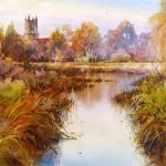 Painting of Chiddingstone England - Roland Lee watercolor painting of Church at Chiddingstone England