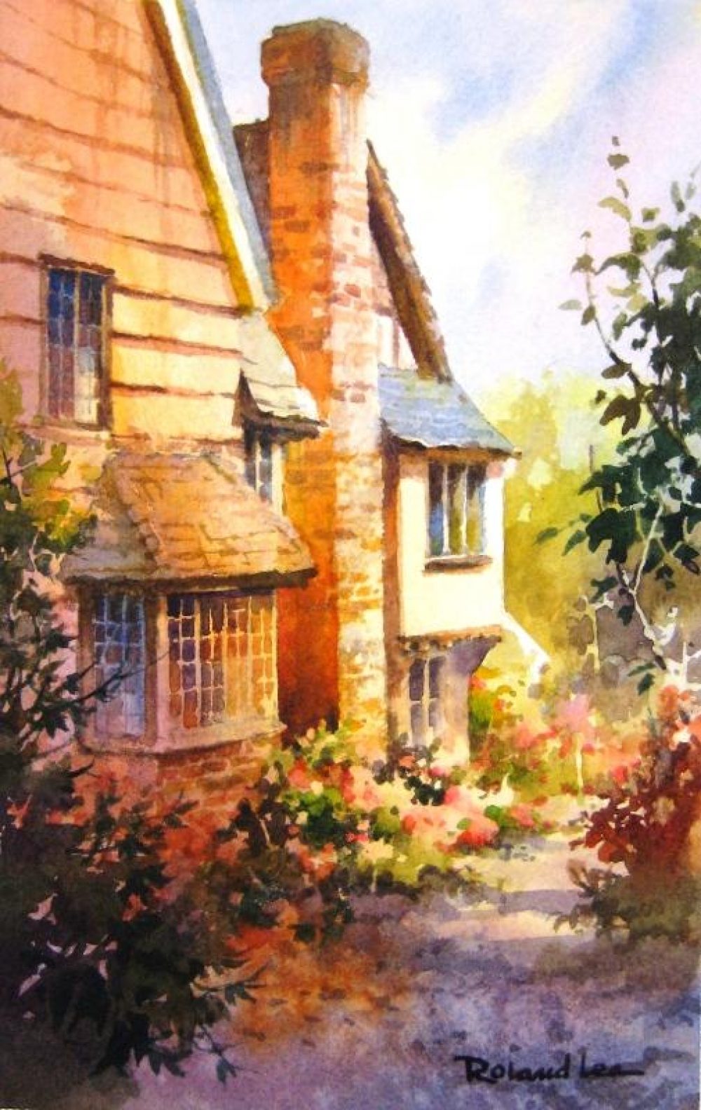 Cottage Lane - Kent England - Watercolor Painting of Kent England Cottages