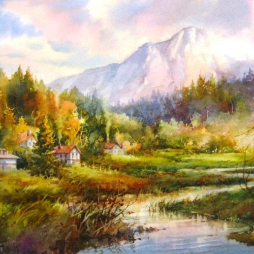Swiss Valley - Painting of Valley in Switzerland