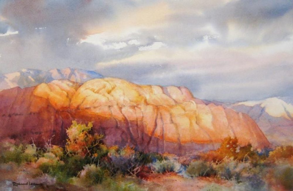 Red Desert Wonder - Watercolor Painting of Southern Utah Red Cliffs