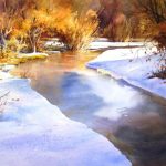 Icy River - Watercolor painting of Clear Creek in the winter