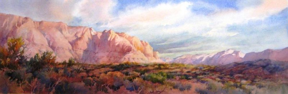 Desert Panorama - Watercolor Painting of Southern Utah Desert