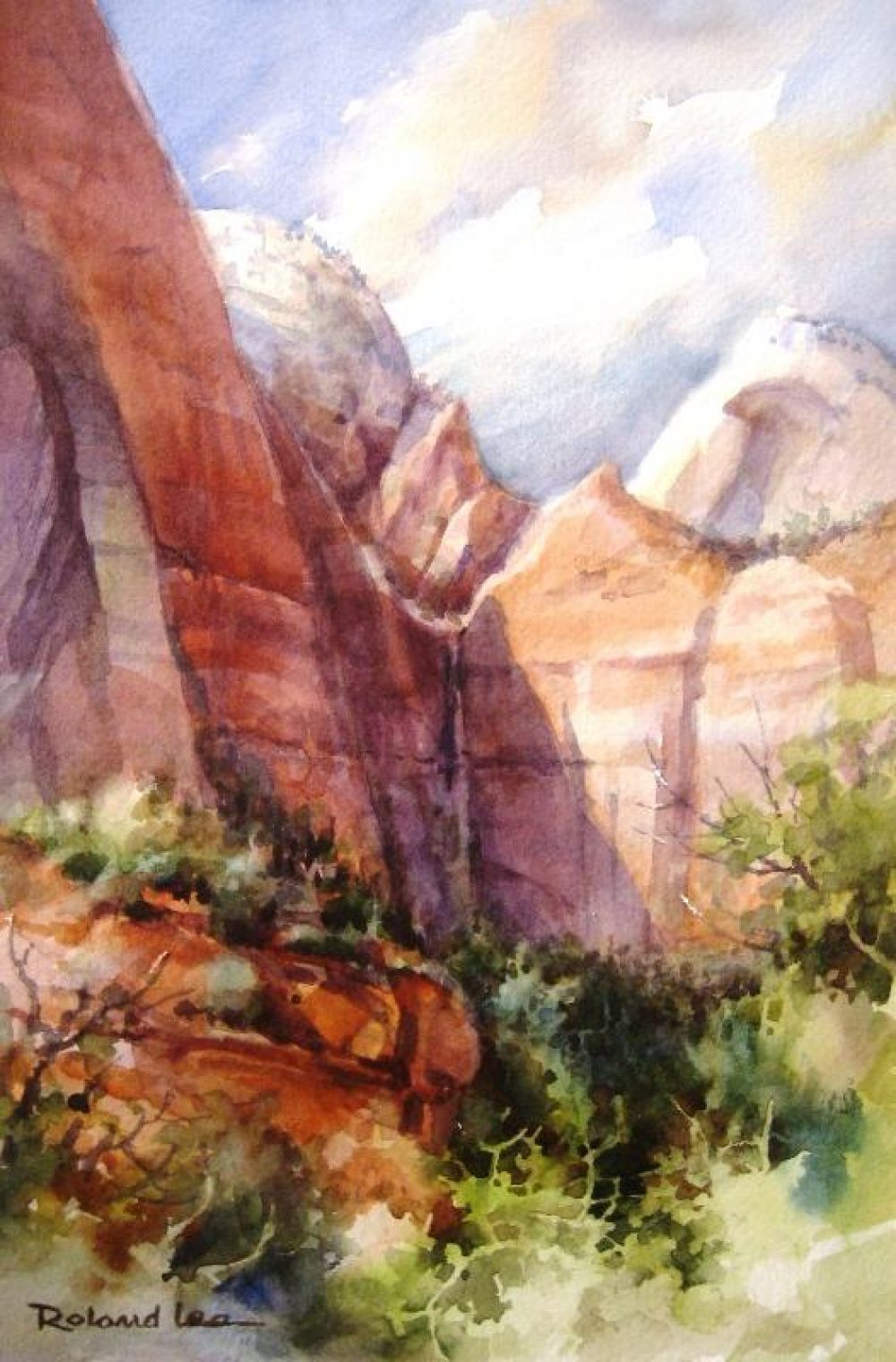 Emerald Falls in Zion National Park - Plein Air Watercolor completed during Footsteps of Thomas Moran event in Zion National Park
