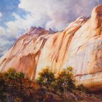 Nature's Sculpture - Watercolor Painting of Cliff Face along Taylor Creek in Kolob Canyon