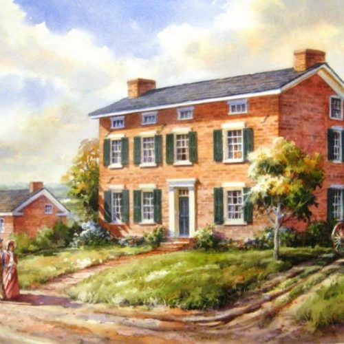 Ellis Mendenhall Sanders House - Watercolor Painting of the Ellis Mendenhall Sanders House in Nauvoo