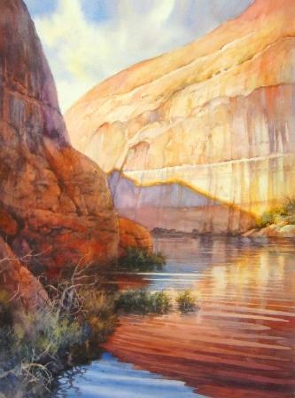 Lake Powell Solitude - Watercolor Painting of Lake Powell Canyon