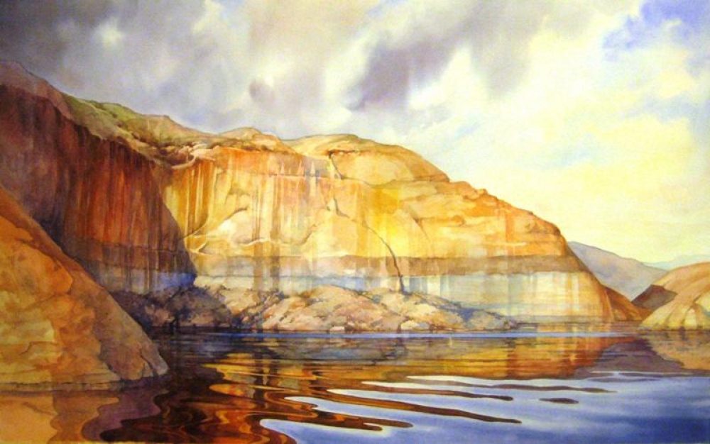 Lake Powell Afternoon - Watercolor Painting of Lake Powell and Water Reflections