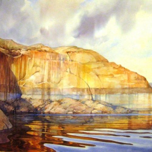 Lake Powell Afternoon - Watercolor Painting of Lake Powell and Water Reflections