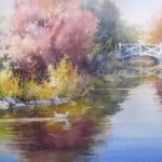 Peace by the River - Watercolor Painting of Thanksgiving Point Gardens