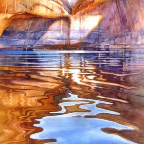 Lake Powell Reflections of Solitude - Giclee Print - Giclee From original watercolor of Lake Powell