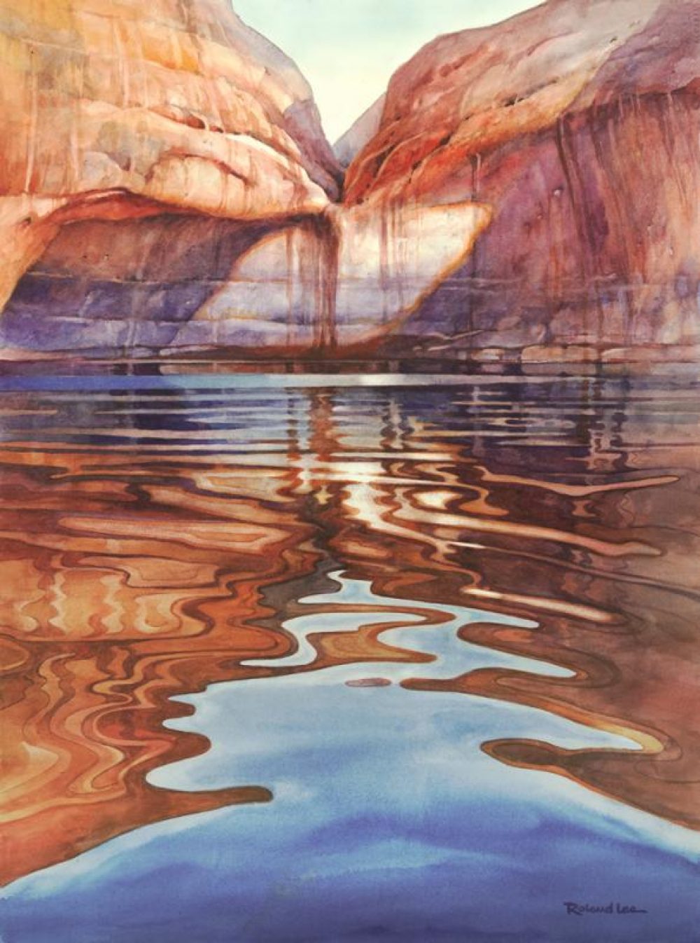 Lake Powell Reflections of Solitude - Watercolor Painting of Lake Powell and Water Reflections