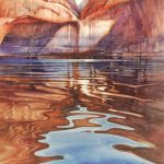 Lake Powell Reflections of Solitude - Watercolor Painting of Lake Powell and Water Reflections