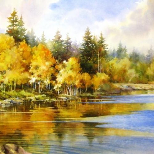 Autumn Lake - Watercolor painting of Duck Creek on Cedar Mountain