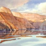 Stillness on the Water - Watercolor Painting of Lake Powell and Water Reflections